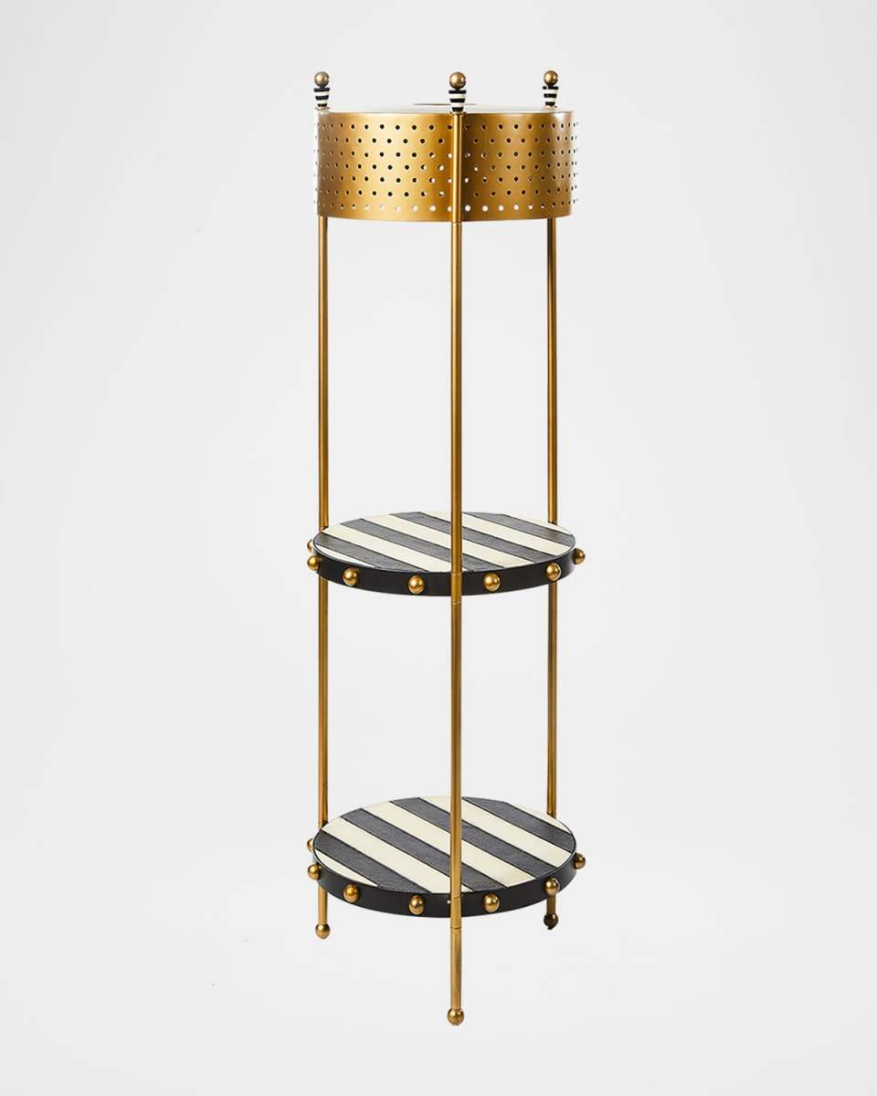 Flatiron Leather Stripe 53" Shelf Floor Lamp